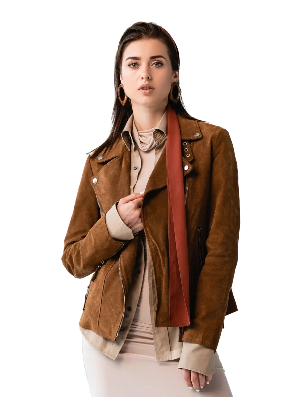 Suede jacket with a zipper