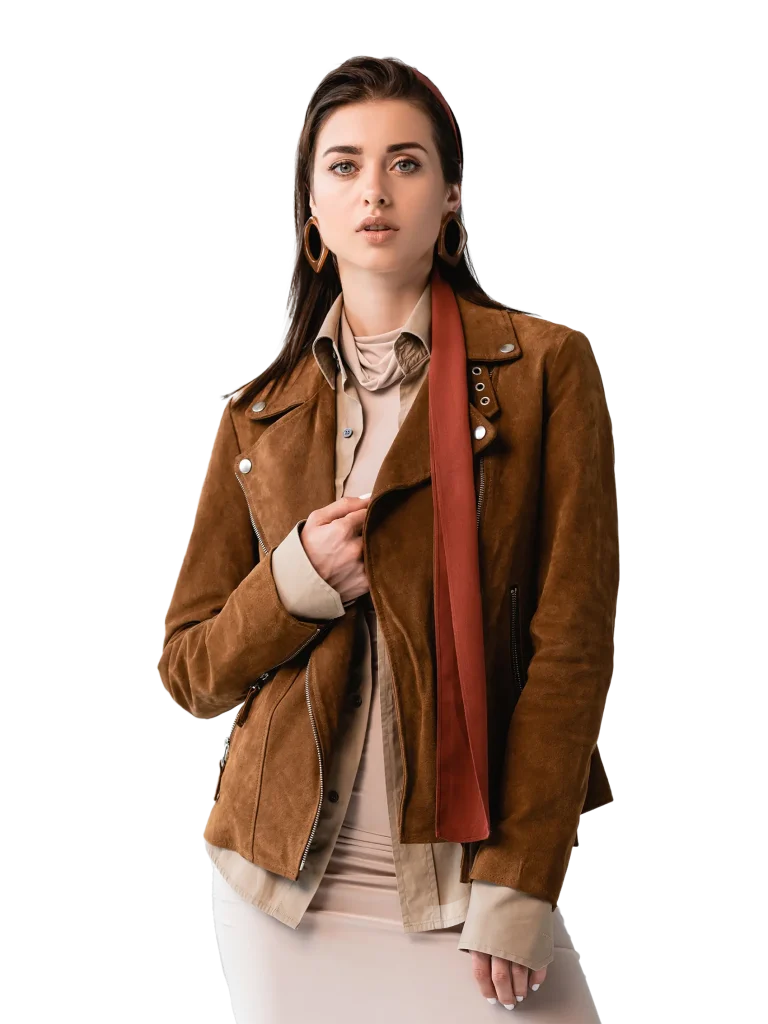 Suede jacket with a zipper