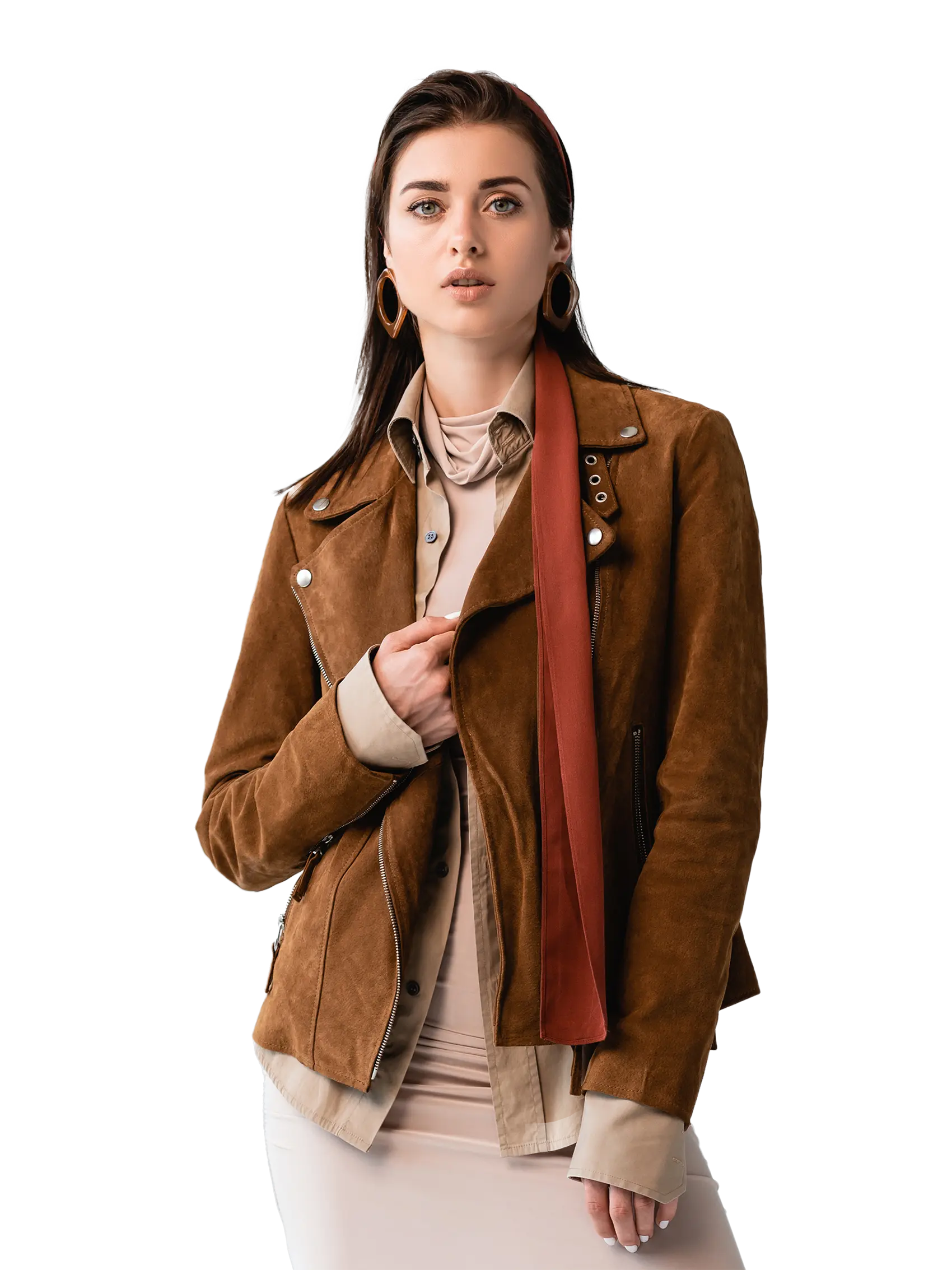 Suede jacket with a zipper - Image 1