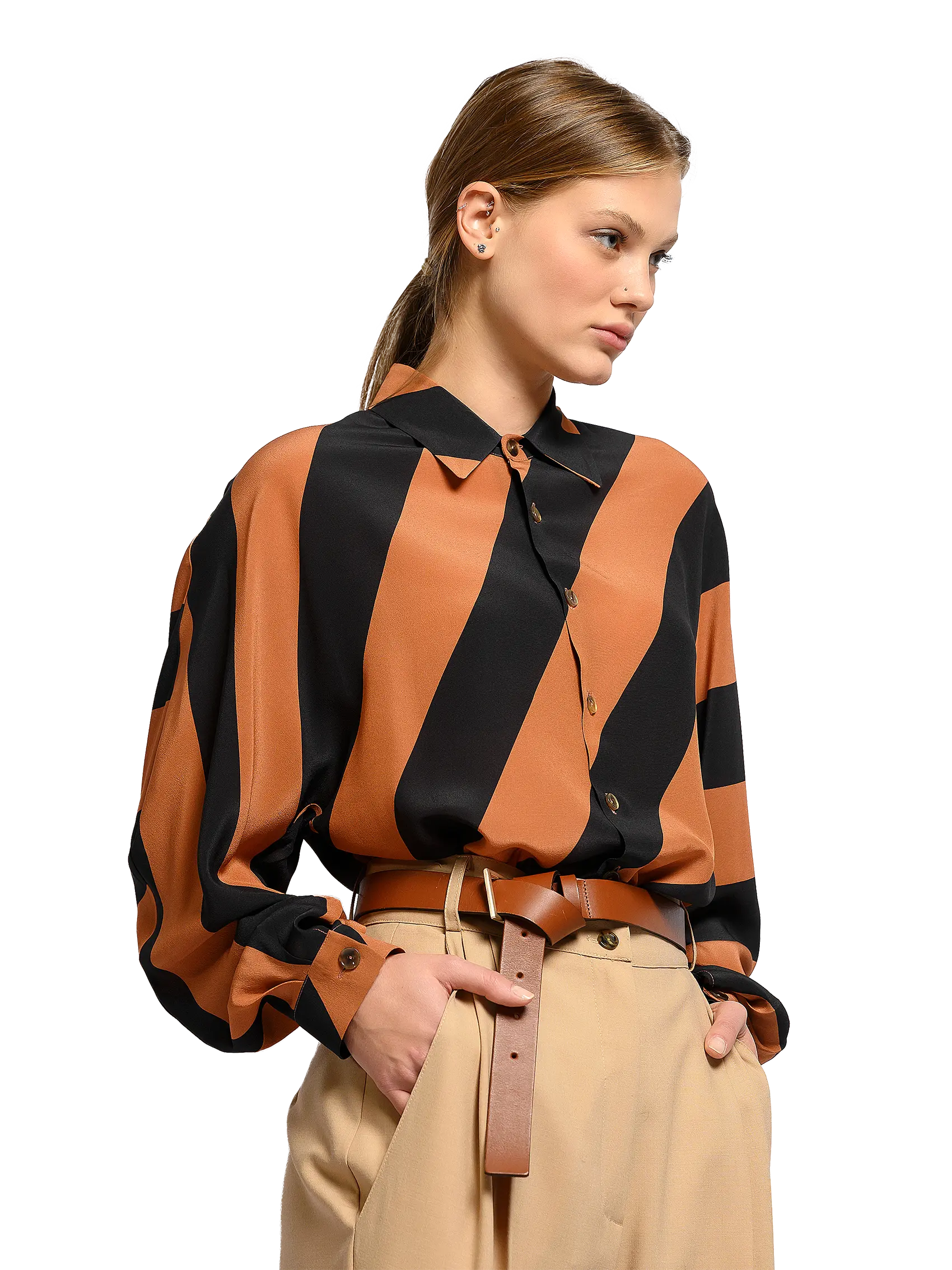 Striped beige jacket - Image 1